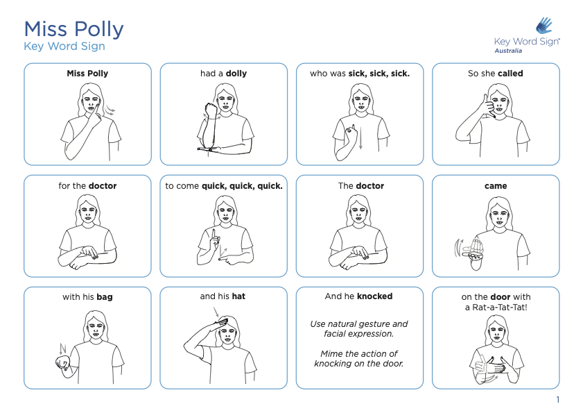 Miss Polly Had A Dolly Key Word Sign Australia